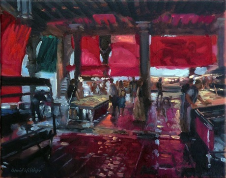 "Red Blinds, Venice Fish Market"  30 x 24cm
£350 framed £295 unframed
